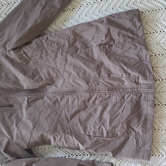 Coldwater Creek green / gray / brown coat. Removable hood and liner. Medium. - Picture 3 of 10